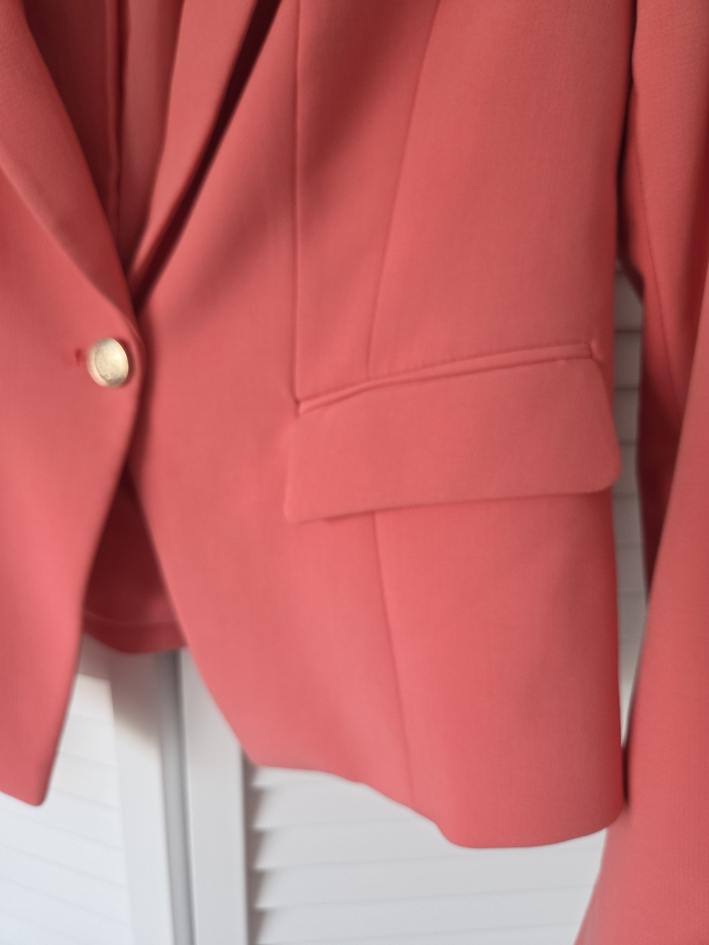 White House Black Market Coral Single Gold Button Blazer - Picture 3 of 5